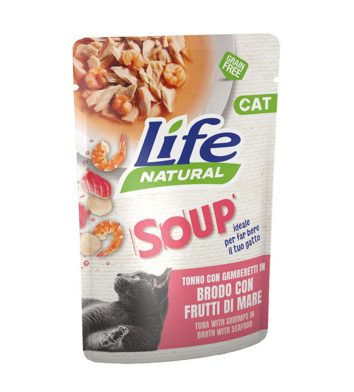 Life Cat Natural Soup with Tuna & Shrimp in broth with seafood 60g